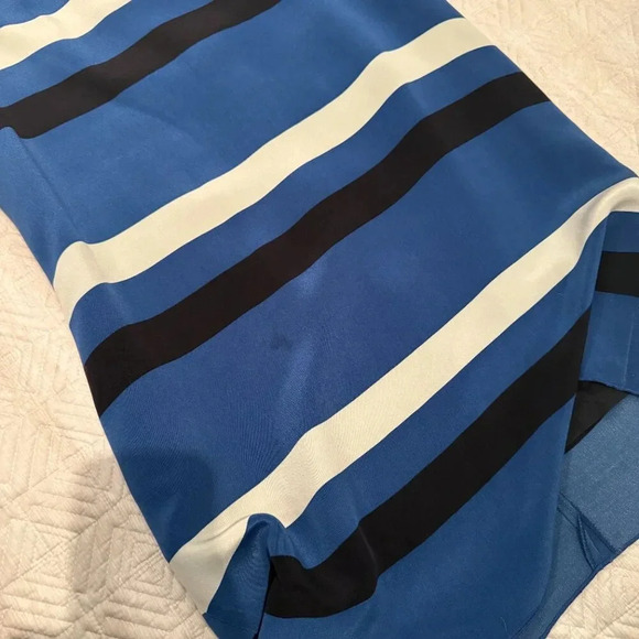 Blue Striped 100% Silk A-Line Dress, Judith and Charles, US 4 - Picture 7 of 8